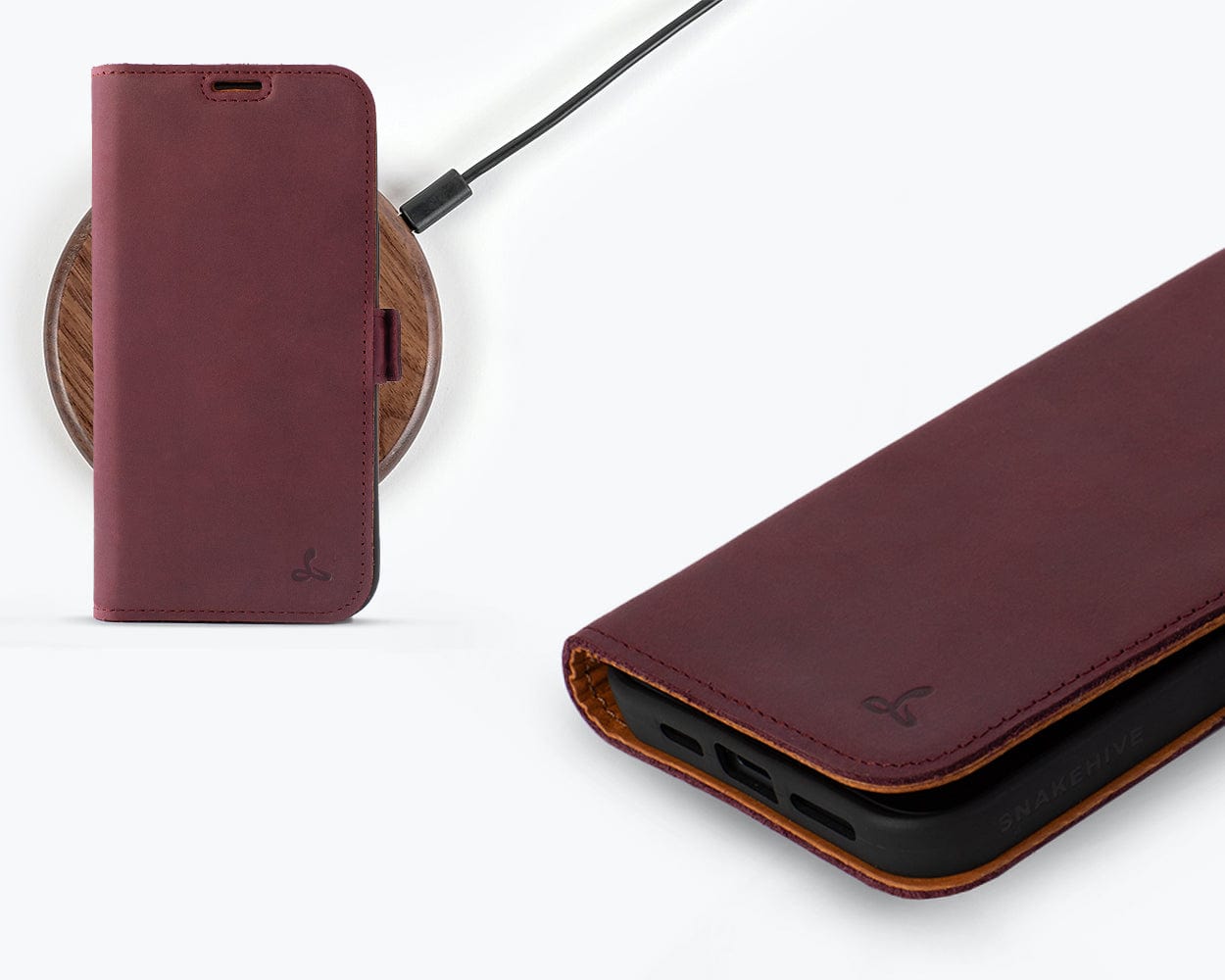 Apple Iphone 15 Plus Vintage Leather Wallet Slim Clasp - Snakehive UK