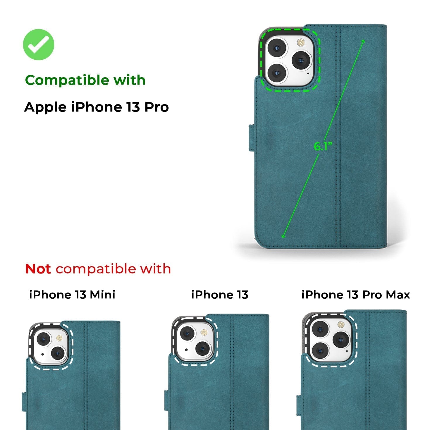 Apple iPhone 13 Pro - Vintage Leather Wallet (Almost Perfect) Teal Apple iPhone 13 Pro - Snakehive UK