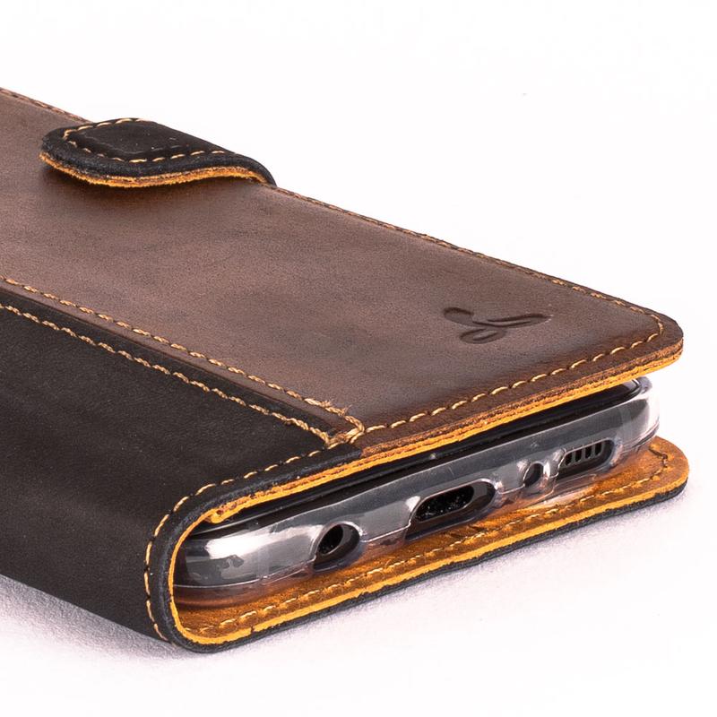 Samsung Galaxy S8 Plus - Vintage Two Tone Leather Wallet (Almost Perfect) TT Black/Plum Samsung Galaxy S8 Plus - Snakehive UK