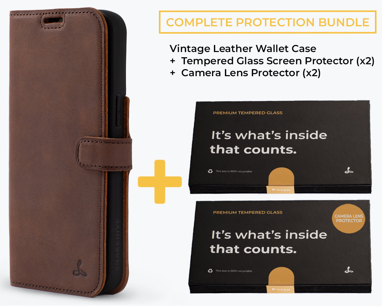 Complete Protection Bundle (Vintage Wallet) - Apple iPhone 15 Pro Max