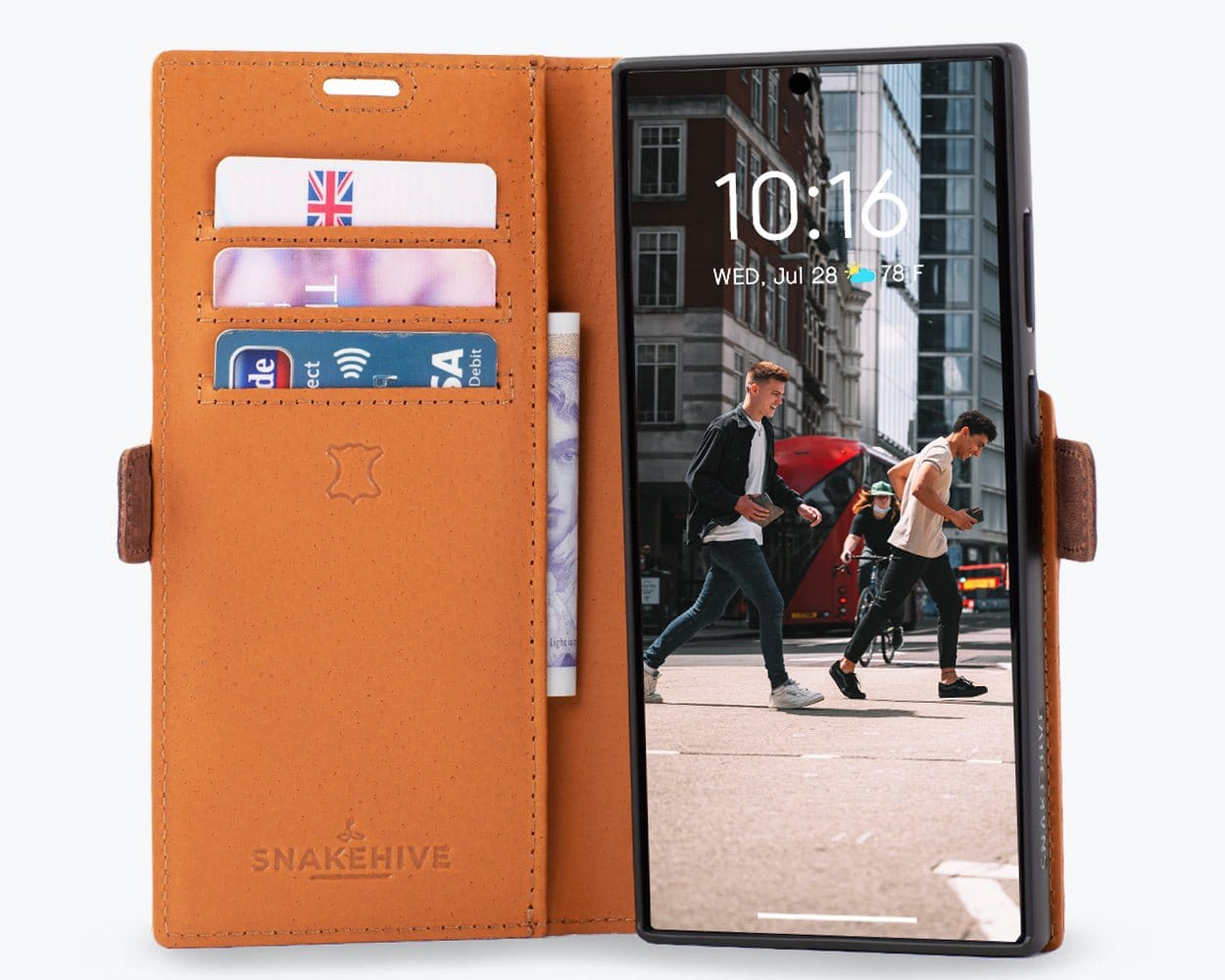 Samsung Galaxy S24 Ultra Vintage Leather Wallet Side Clasp - Snakehive UK