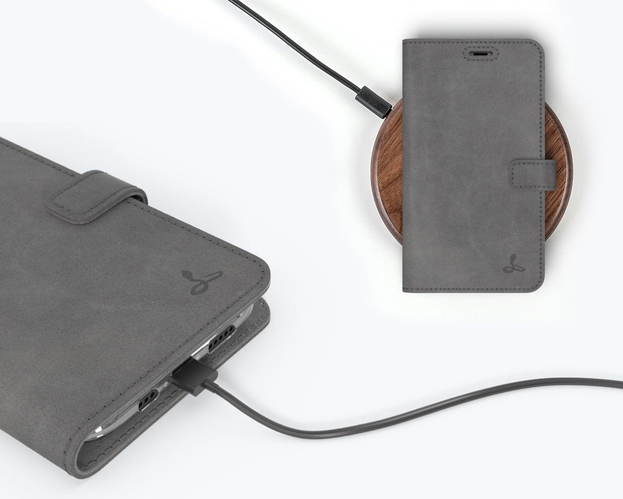 Apple iPhone 11 Pro Max - Vintage Leather Wallet (Almost Perfect) Grey Apple iPhone 11 Pro Max - Snakehive UK
