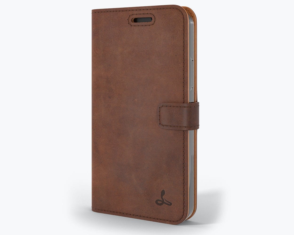 Apple iPhone 12 - Vintage Leather Wallet (Almost Perfect) Chestnut Brown Apple iPhone 12 - Snakehive UK