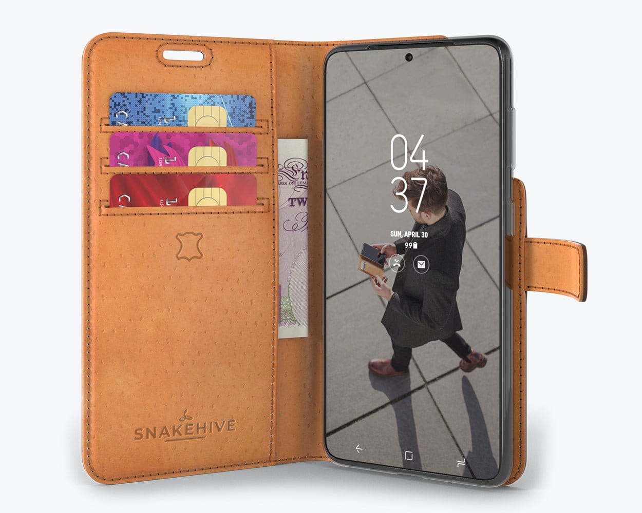 Samsung Galaxy S21 - Vintage Leather Wallet (Almost Perfect) Grey Samsung Galaxy S21 - Snakehive UK