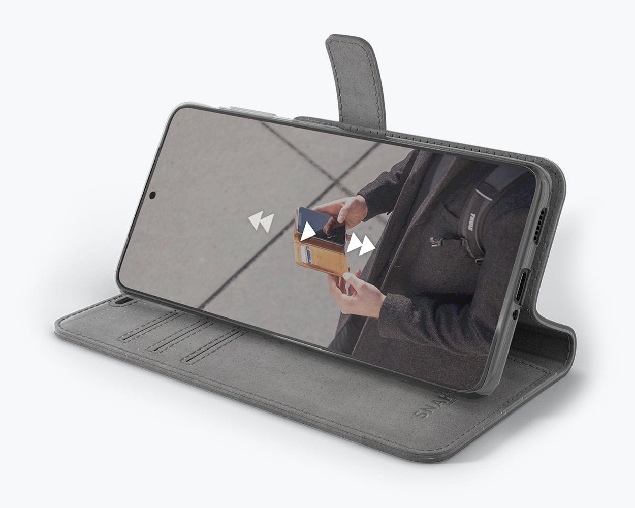 Samsung Galaxy S21 - Vintage Leather Wallet (Almost Perfect) Grey Samsung Galaxy S21 - Snakehive UK