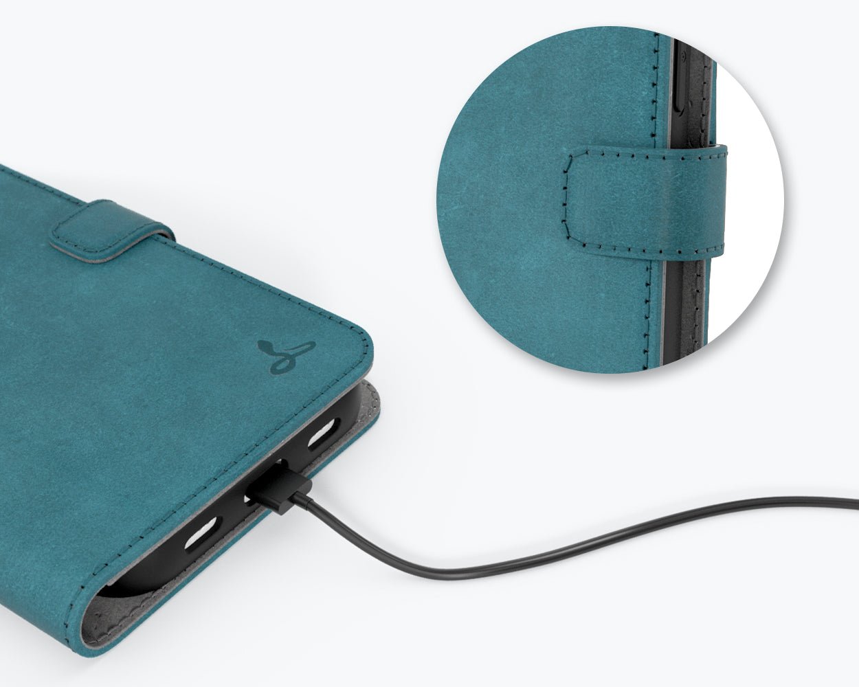 Apple iPhone 13 Pro - Vintage Leather Wallet Teal Apple iPhone 13 Pro - Snakehive UK