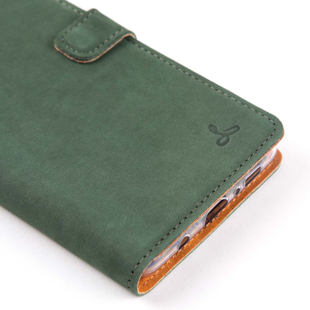 Samsung Galaxy S10 E - Vintage Leather Wallet Bottle Green Samsung Galaxy S10e - Snakehive UK