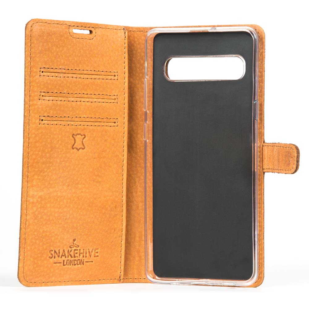 Samsung Galaxy S10 E - Vintage Leather Wallet Bottle Green Samsung Galaxy S10e - Snakehive UK