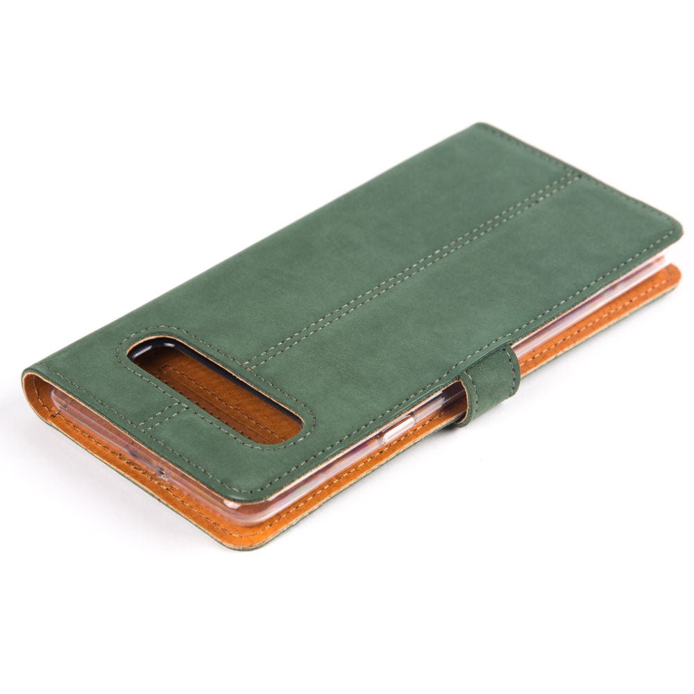 Samsung Galaxy S10 E - Vintage Leather Wallet Bottle Green Samsung Galaxy S10e - Snakehive UK