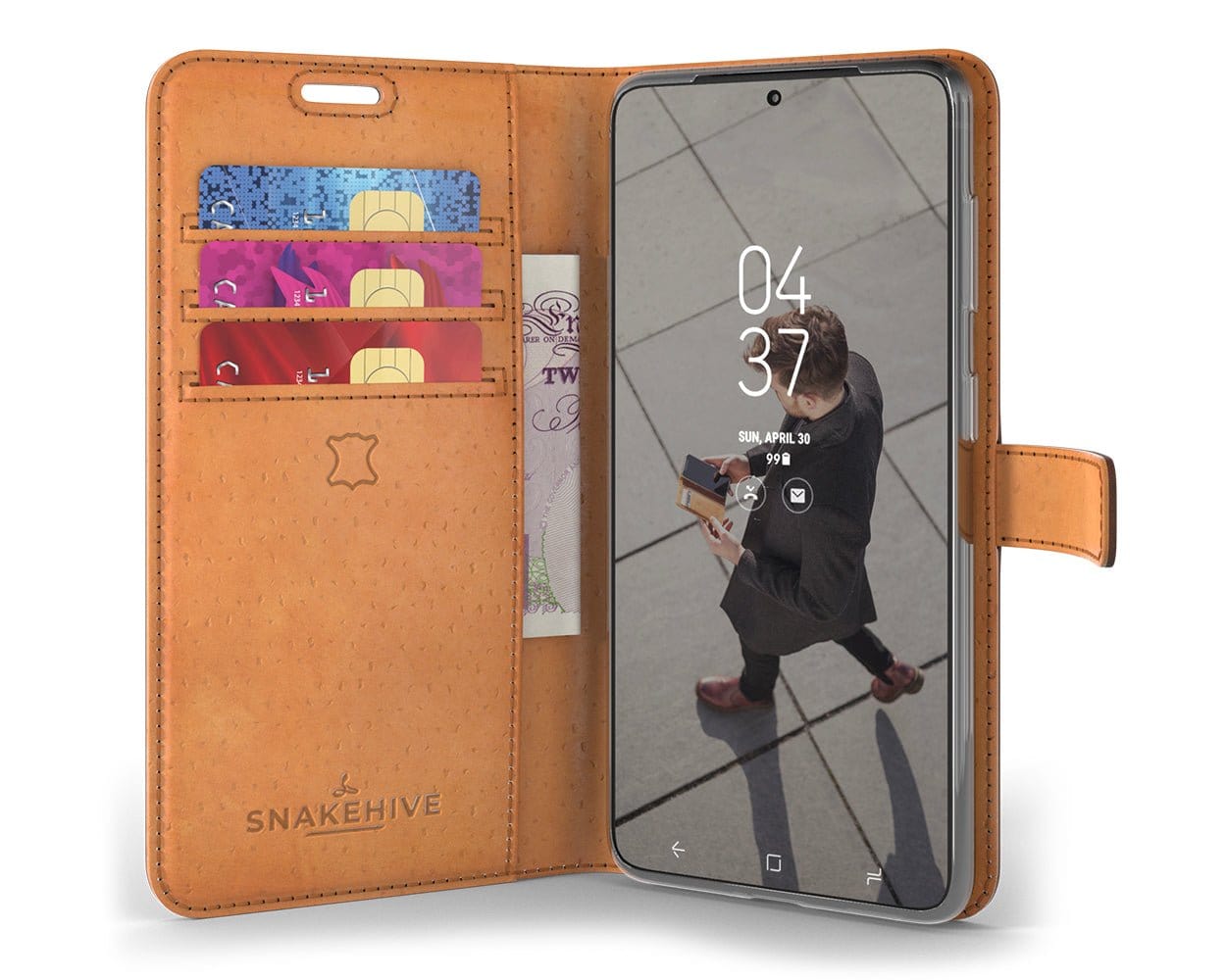 Samsung Galaxy S20 FE - Vintage Leather Wallet Grey Samsung Galaxy S20 FE - Snakehive UK